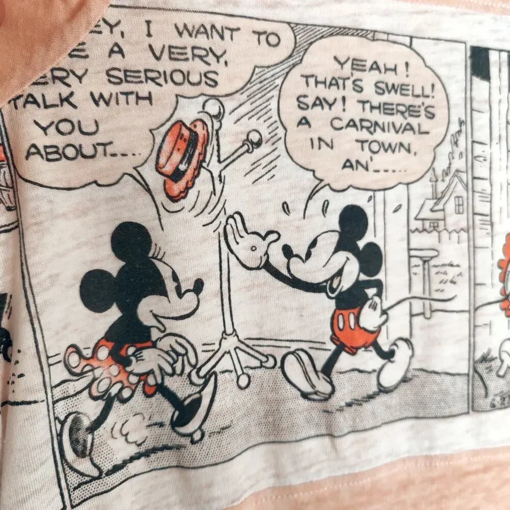 Disney Mickey Minnie Comic Sleep Shirt Blush Pink Sheer S-M - Picture 2 of 6